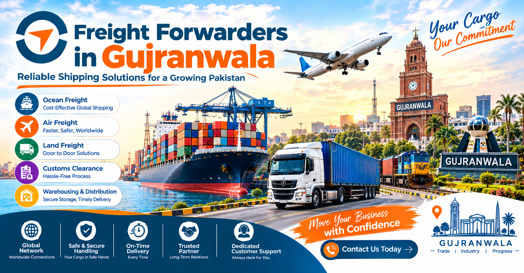 Freight forwarders in Gujranwala providing air, sea and land cargo services